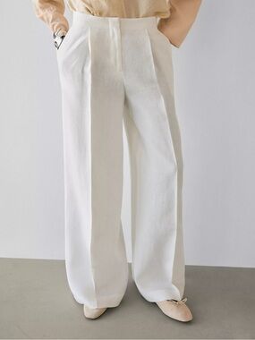Massimo Dutti Flowing Linen Blend Trousers NWT